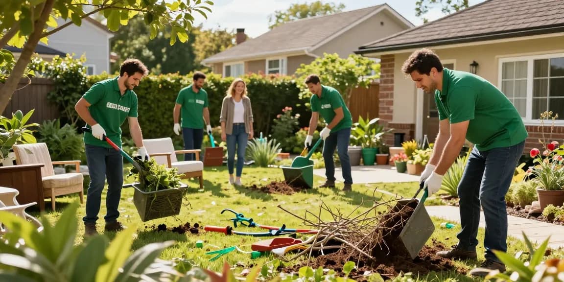 Efficient house clearance in London with professionals removing garden waste.