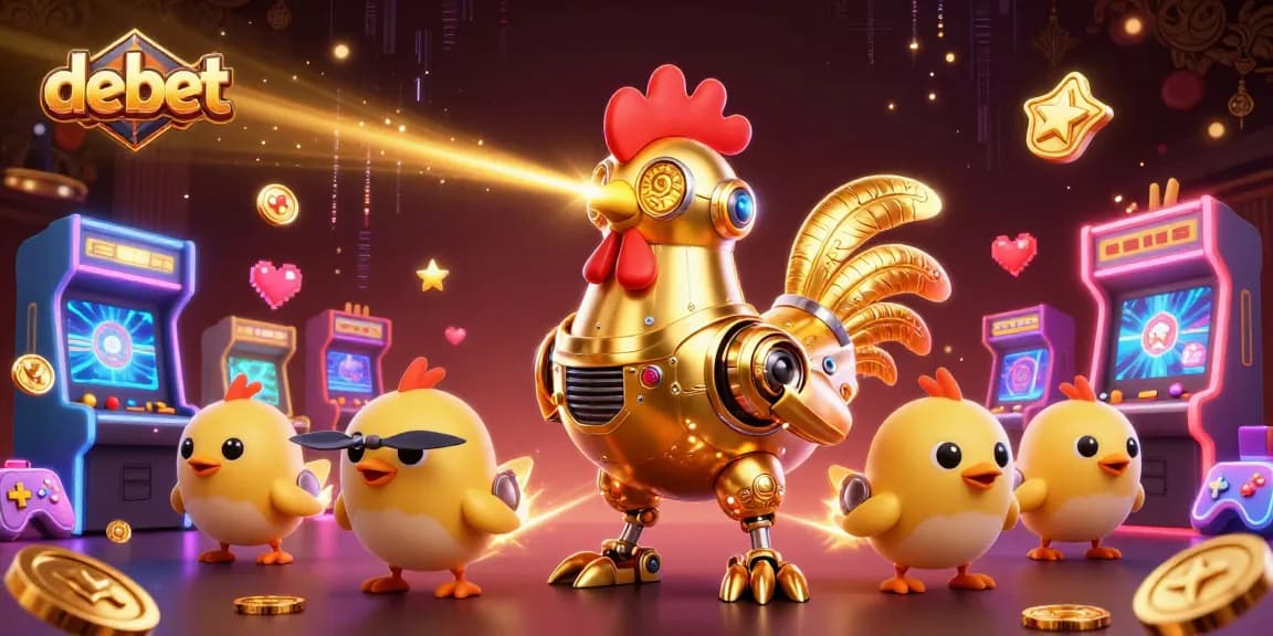 Experience the excitement of debet with dynamic characters and casino-themed elements in this vibrant illustration.