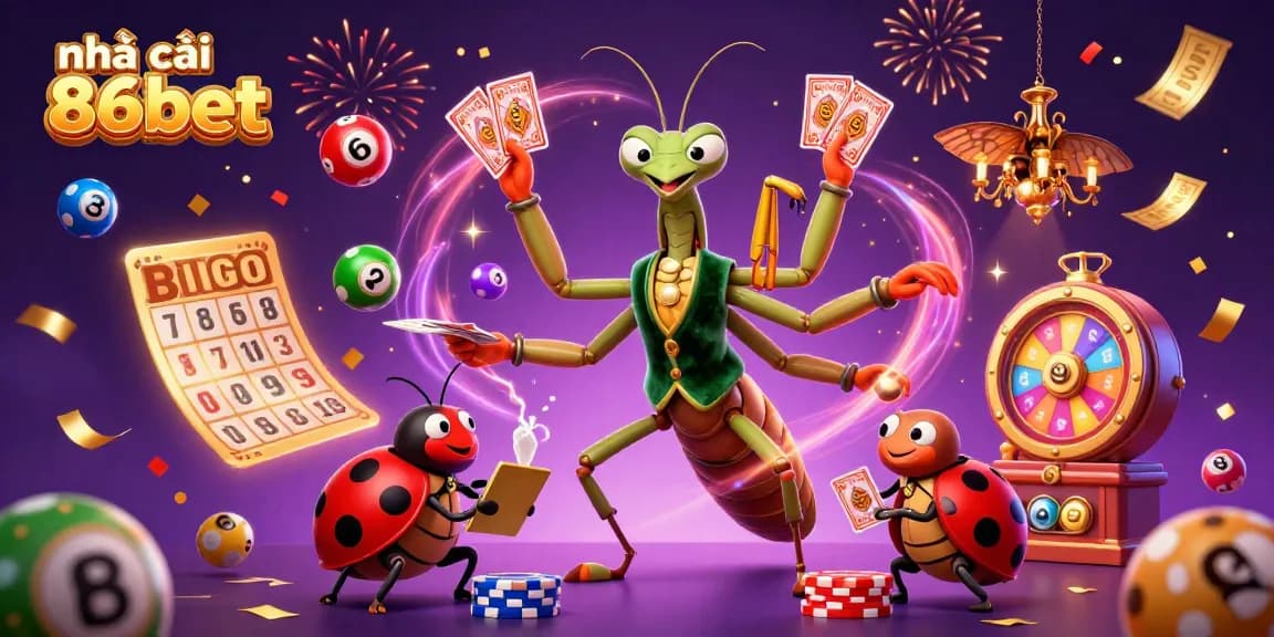 Experience the thrill of gaming with nhà cái 86bet, featuring dynamic characters and vibrant lottery elements.
