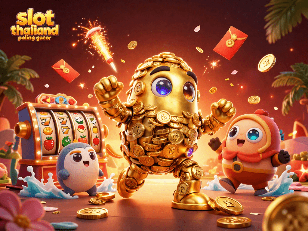 Experience the thrill of slot thailand paling gacor with our vibrant casino illustration featuring golden golems and slot machines.