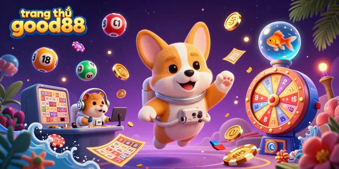 Experience the excitement of trang chủ good88 with a vibrant casino scene featuring floating characters and dynamic game elements.
