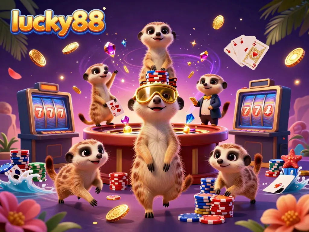 Experience thrilling gameplay with lucky88 in an enchanting meerkat casino scene filled with excitement.