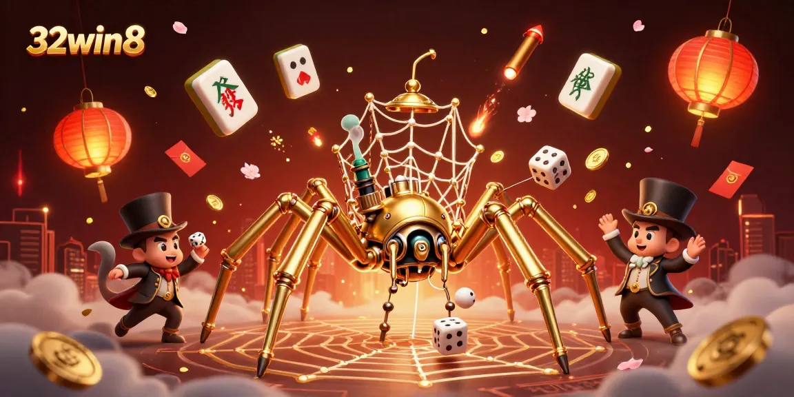 Engage in thrilling games at 32win8 with a steampunk-themed illustration showcasing golden elements and dynamic action.