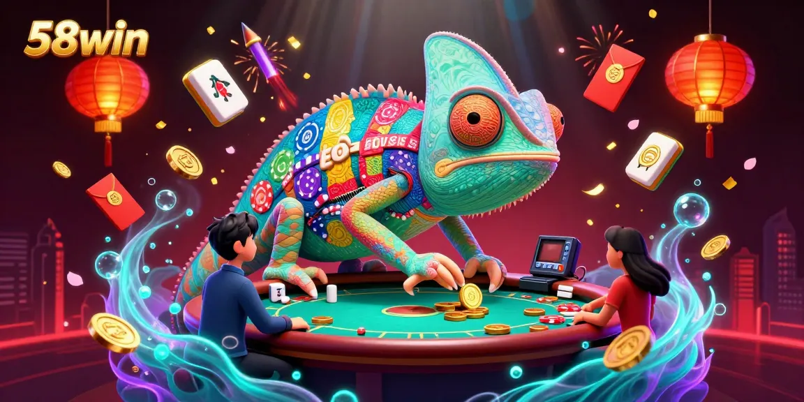 Experience thrilling gaming with 58win's captivating casino owner character in a vibrant 3D scene.