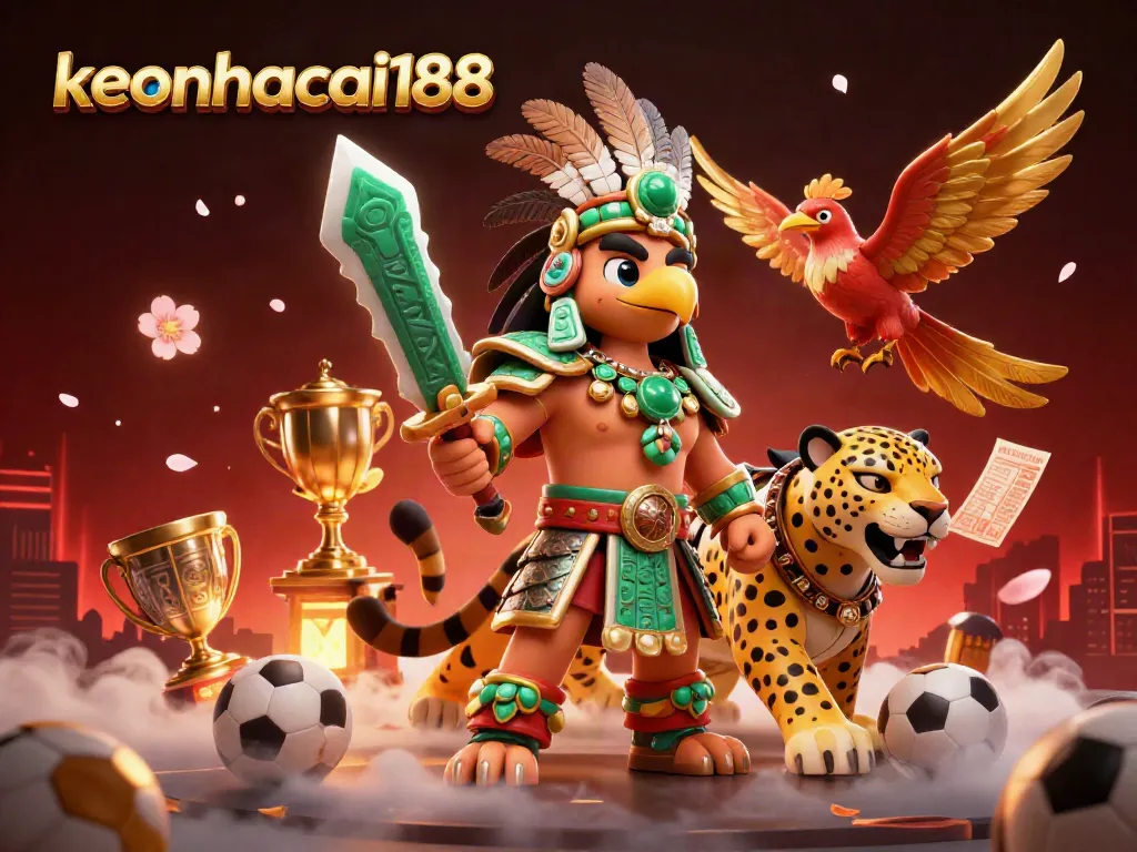 Bet on thrilling sports events with keonhacai188 as illustrated by dynamic warrior characters.