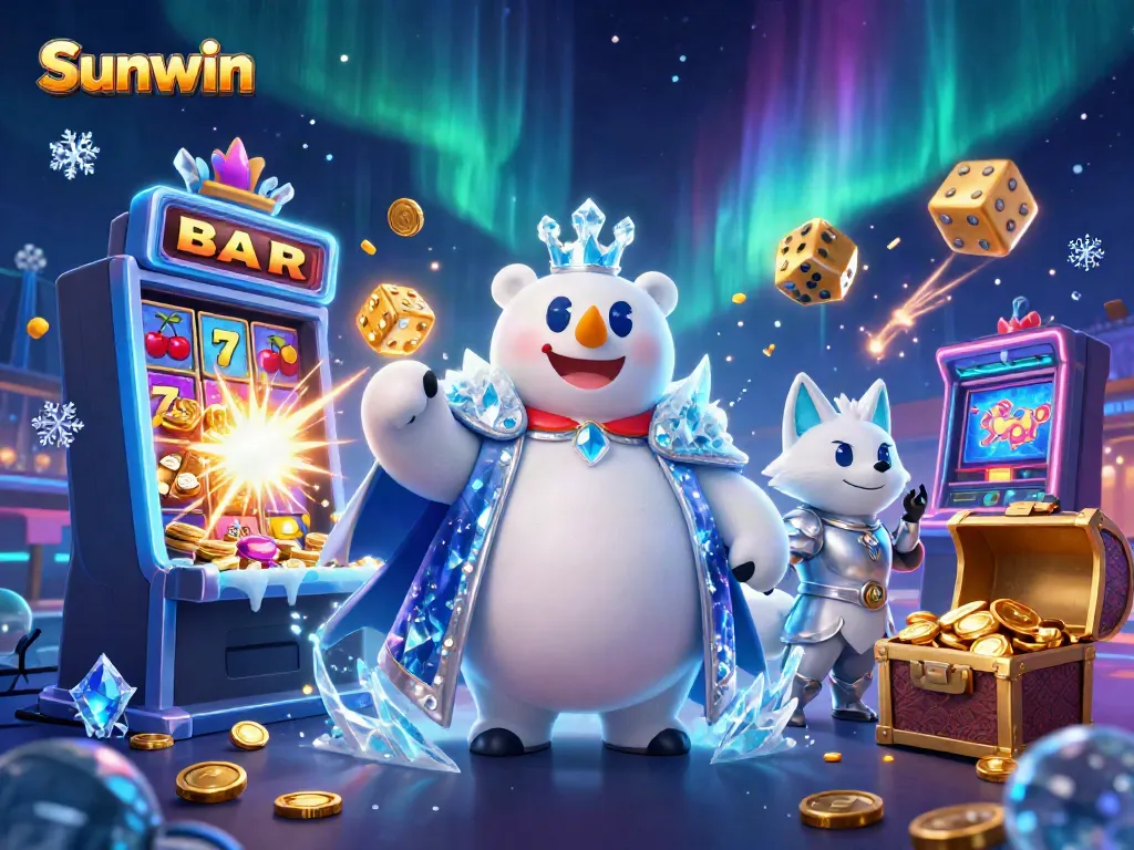 Play slots at Sunwin with a thrilling jackpot scene, showcasing vibrant graphics and dynamic casino elements.