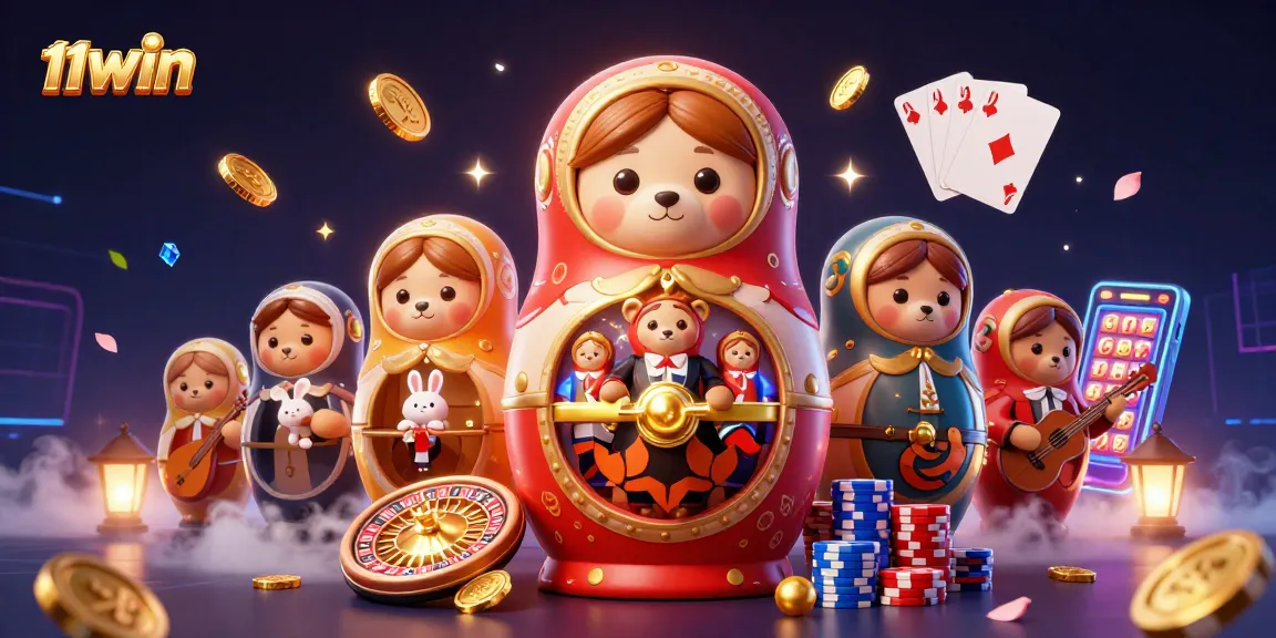 Engage with 11WIN through a vibrant casino world filled with playful characters and dynamic gaming elements.