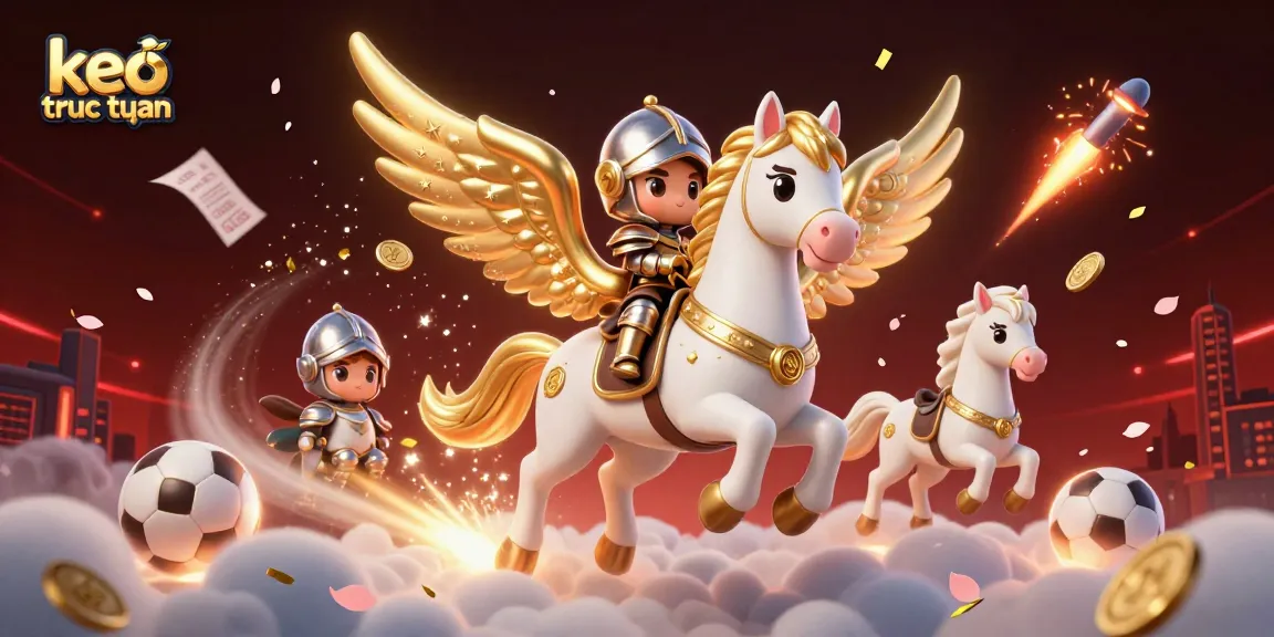 Engage with keo truc tuyen and explore thrilling sports betting through dynamic imagery of knights and celestial horses.