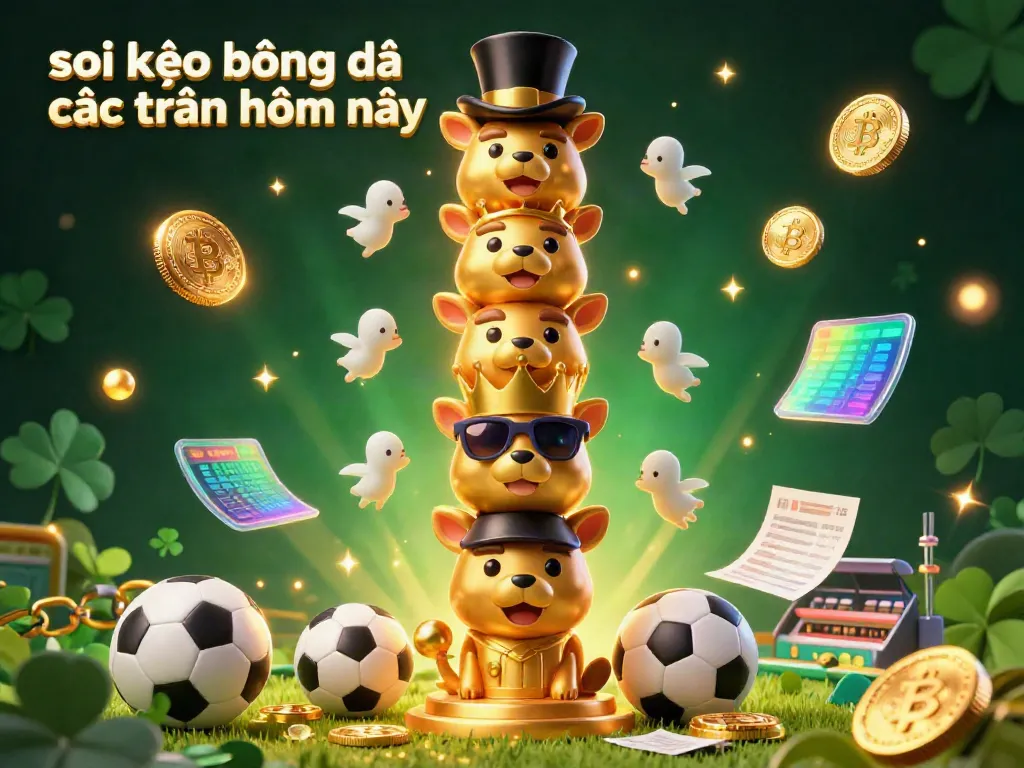 Engage with soi kèo bóng đá các trận hôm nay in this dynamic 3D sports betting scene featuring a golden totem pole.