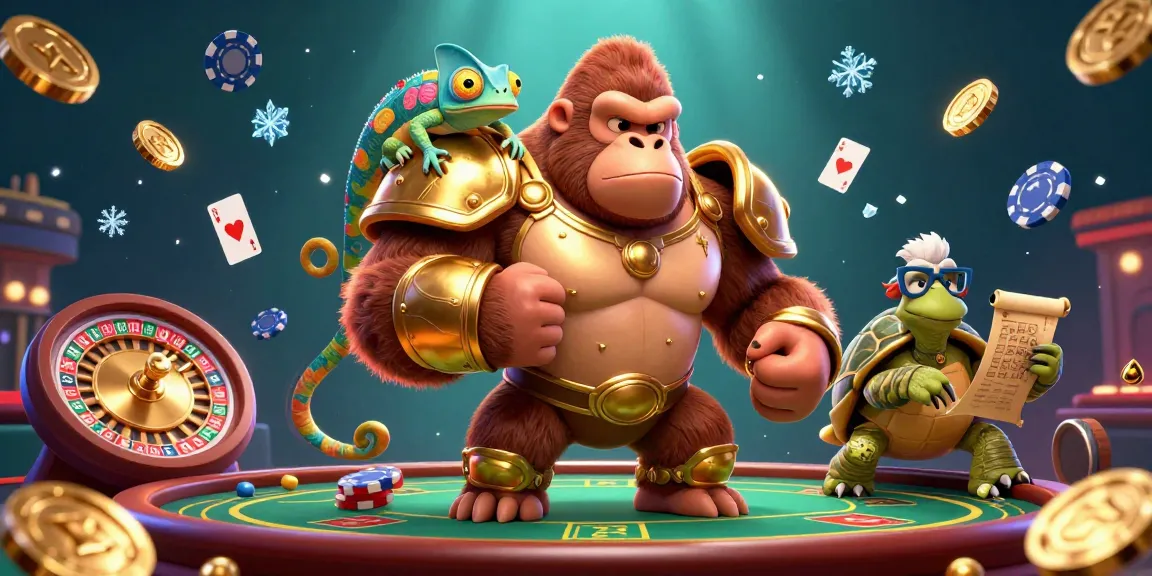 Experience excitement at game bai doi thuong with lively characters and casino elements surrounding them.