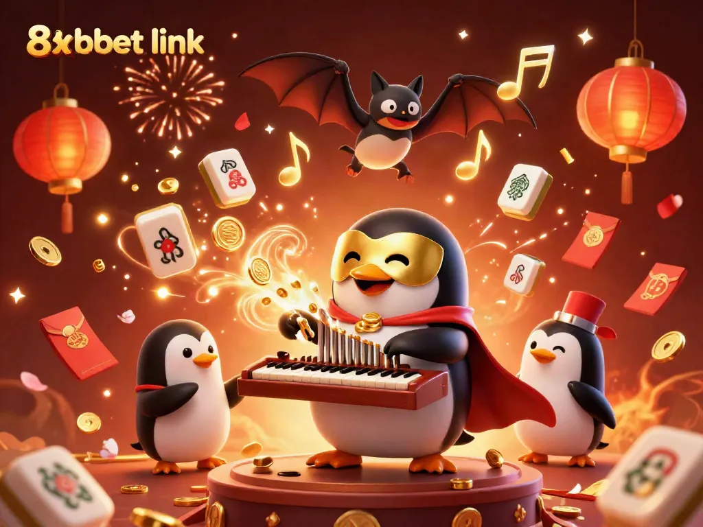 Engage with games at 8xbet link featuring vibrant casino elements in an animated scene.