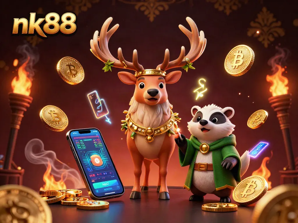 Engage with nk88 through vibrant 3D casino characters and crypto elements.