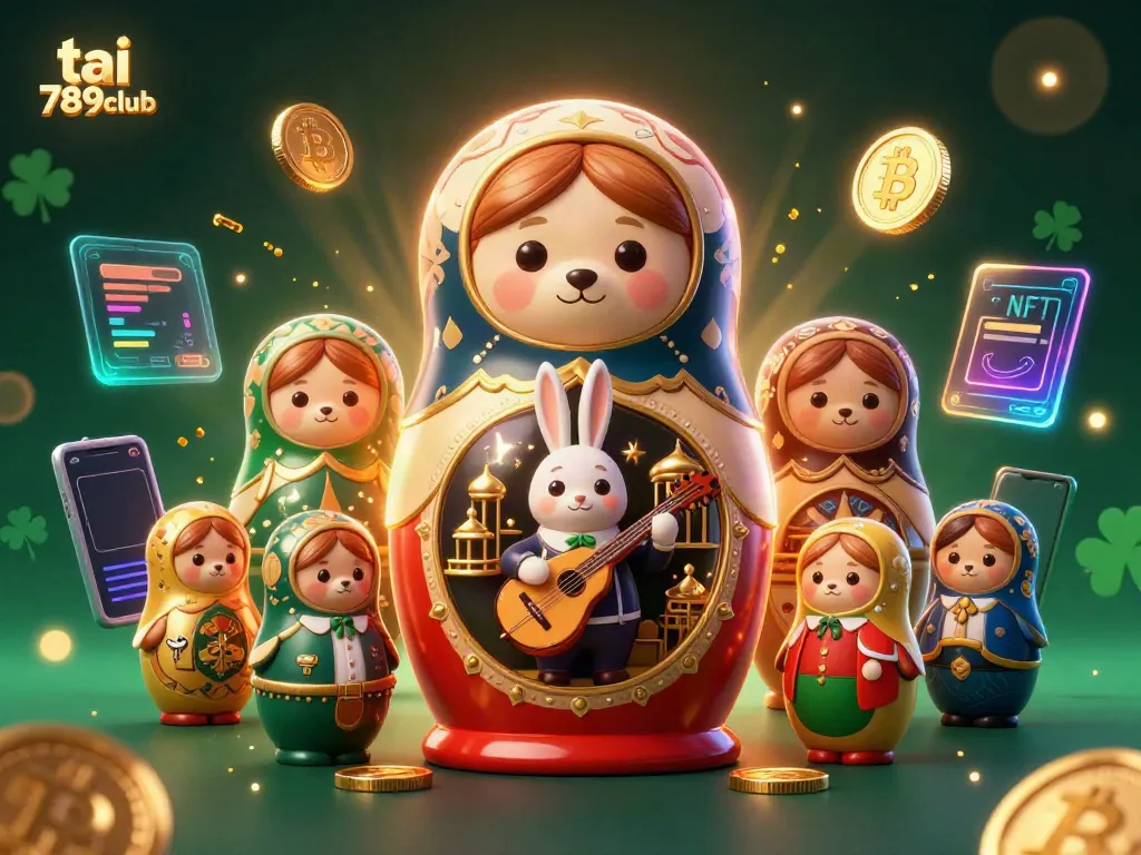 Experience the excitement of tai 789club with a vibrant 3D casino scene featuring animated characters and crypto elements.