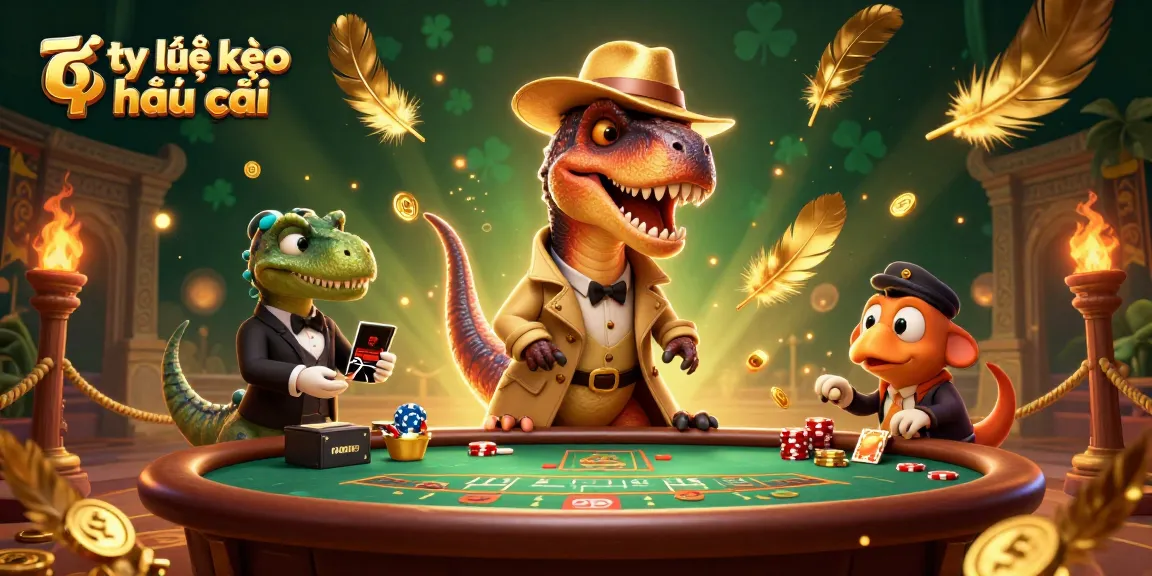Engage in the thrilling world of tỷ lệ kèo nhà cái with cartoon characters in a dynamic casino setting.