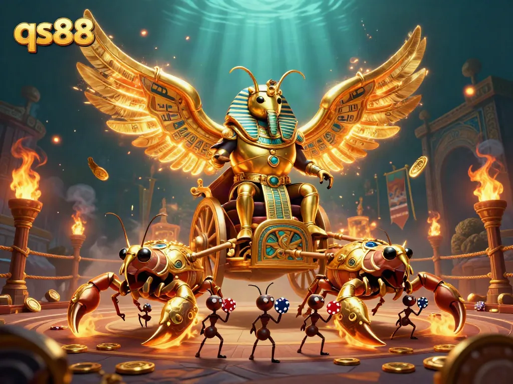 Experience thrilling gameplay at qs88 with a dynamic 3D casino illustration depicting the grand excitement of winning.