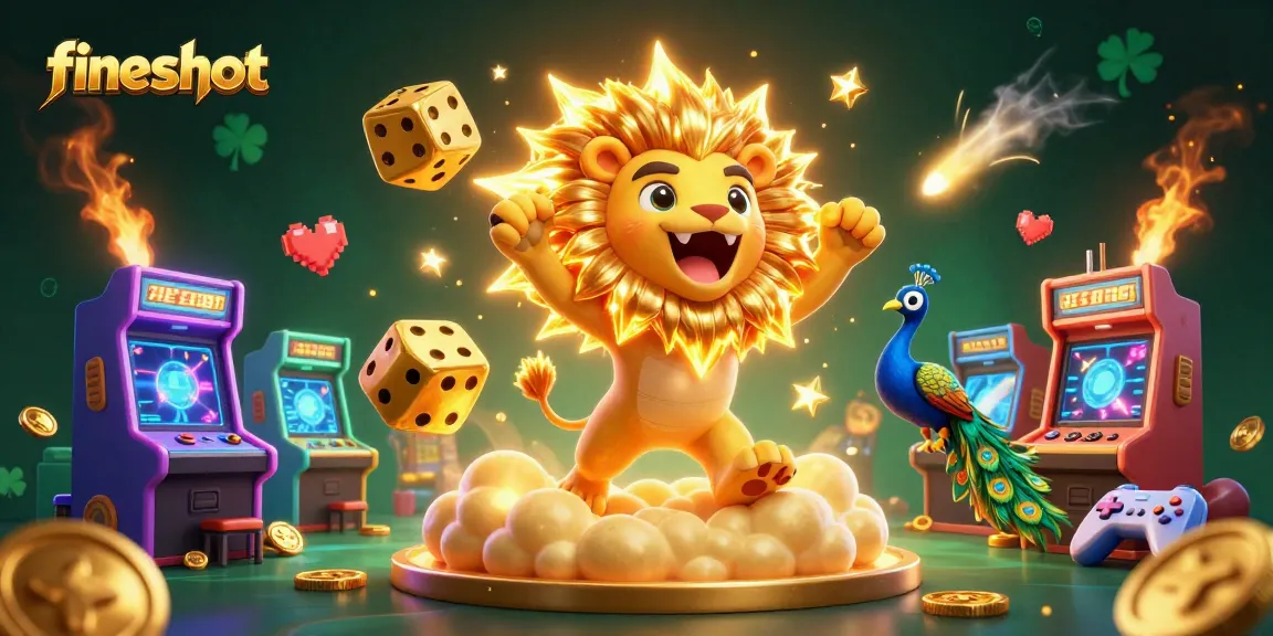 Win big with fiveshot's vibrant 3D casino scene featuring a roaring sun lion and golden dice!