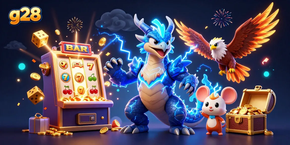 Engage with the vibrant g28 gaming scene showcasing the thunder dragon, wind hawk, and static thunder mouse in casino action.