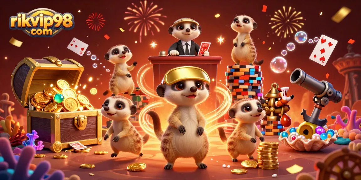 Experience thrilling gaming at rikvip98 com with a vibrant meerkat casino scene full of exciting elements.