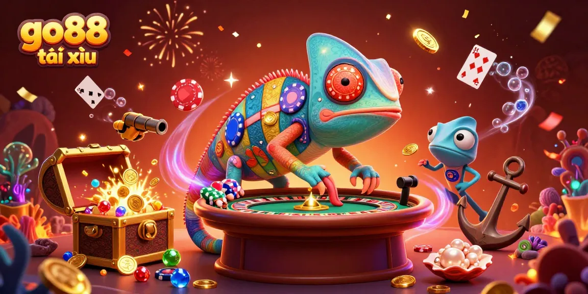 Engage in go88 tài xỉu fun as a colorful chameleon rewards players with coins and gems.