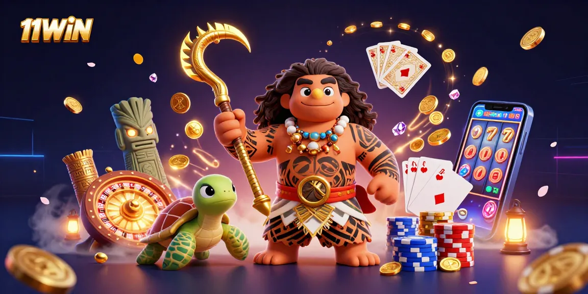 Experience thrilling gameplay with 11WIN's slot machines and vibrant casino elements.
