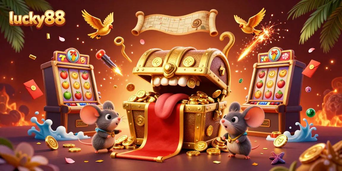Engage with the adventure and riches of lucky88, highlighted by dynamic slot machines and festive symbols.