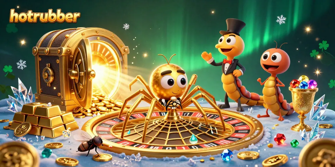 Experience thrilling gameplay with hotrubber as a golden spider weaves a roulette web!