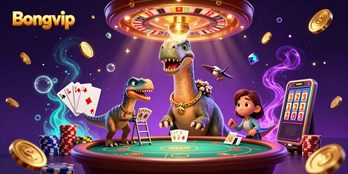 Bongvip brings players to life with dinosaurs in a vibrant casino scene full of excitement.