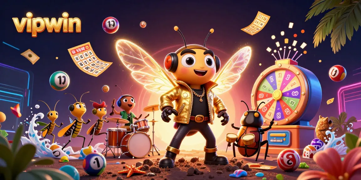 Experience exciting wins at vipwin with colorful lottery elements and energetic characters showcasing the fun of gambling.