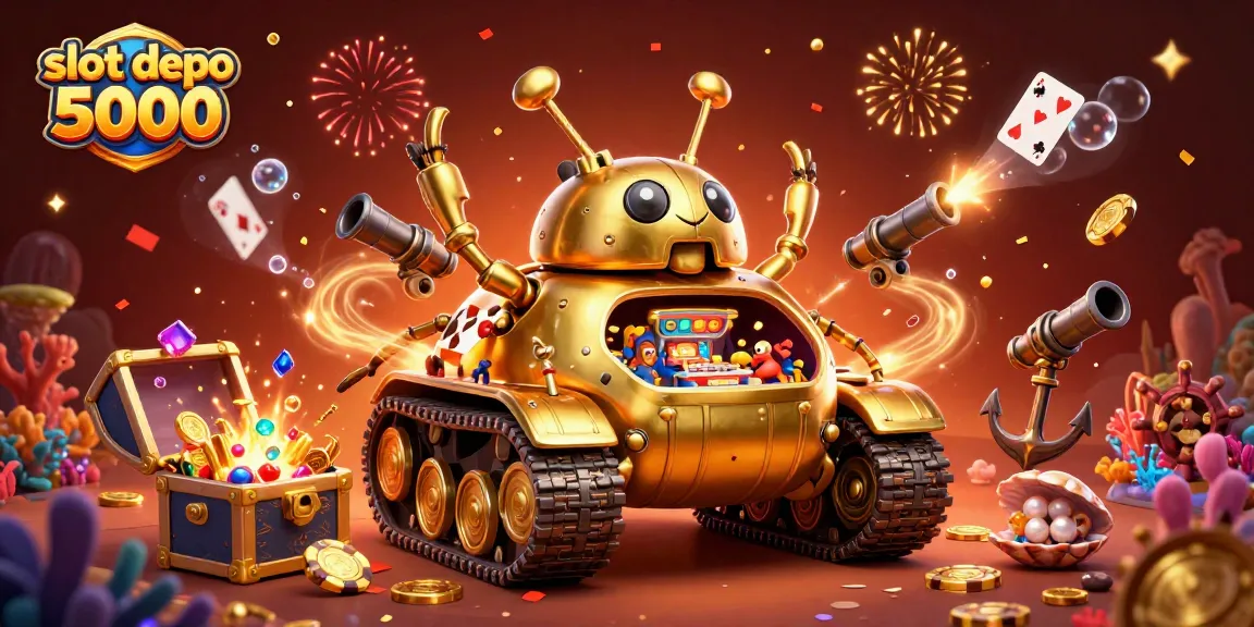 Experience exciting gaming at slot depo 5000 with this dynamic 3D casino-themed illustration.