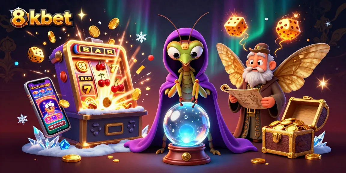 8xbet's vibrant casino experience showcases players enjoying a jackpot with a fortune teller and mystical elements.